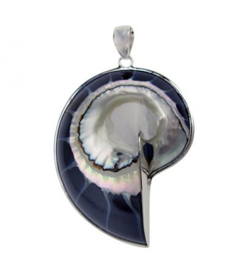 Blue Shell Pendant, Sterling Silver